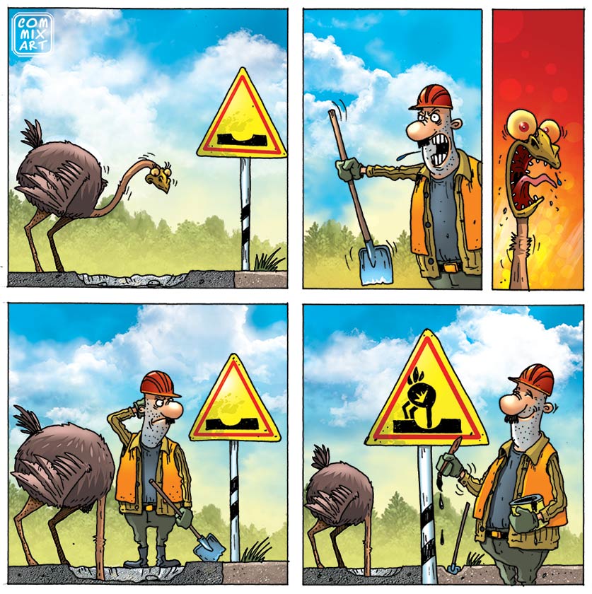 Прикольные комиксы про страуса