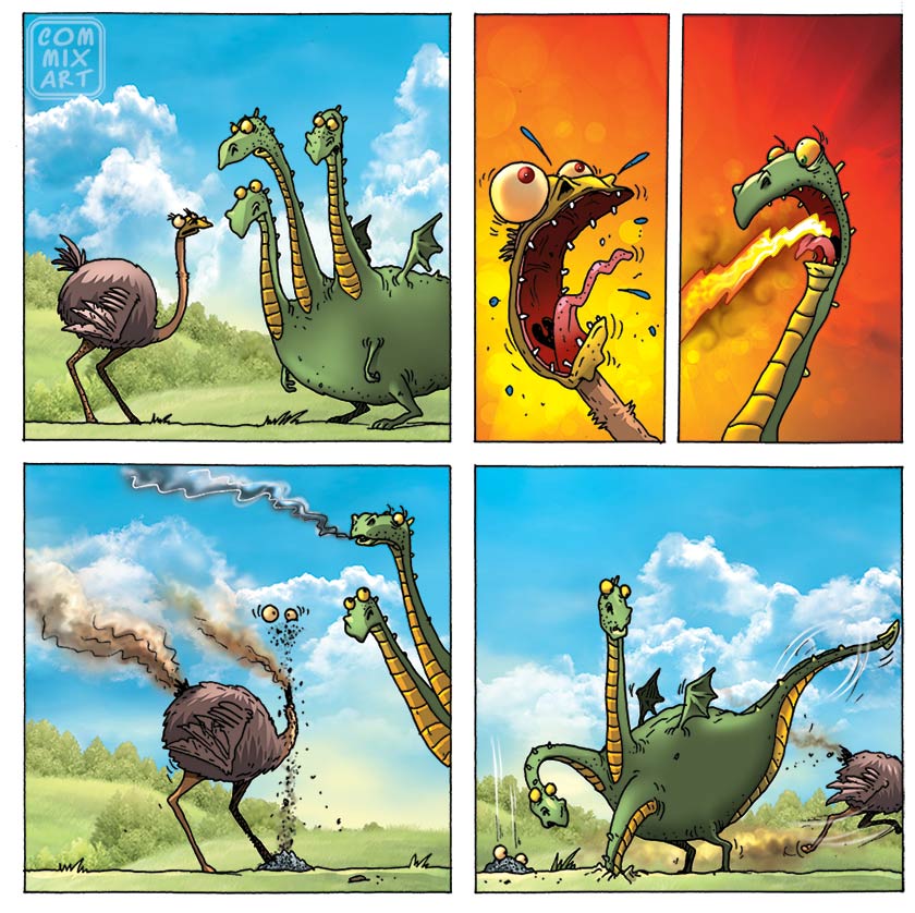Прикольные комиксы про страуса