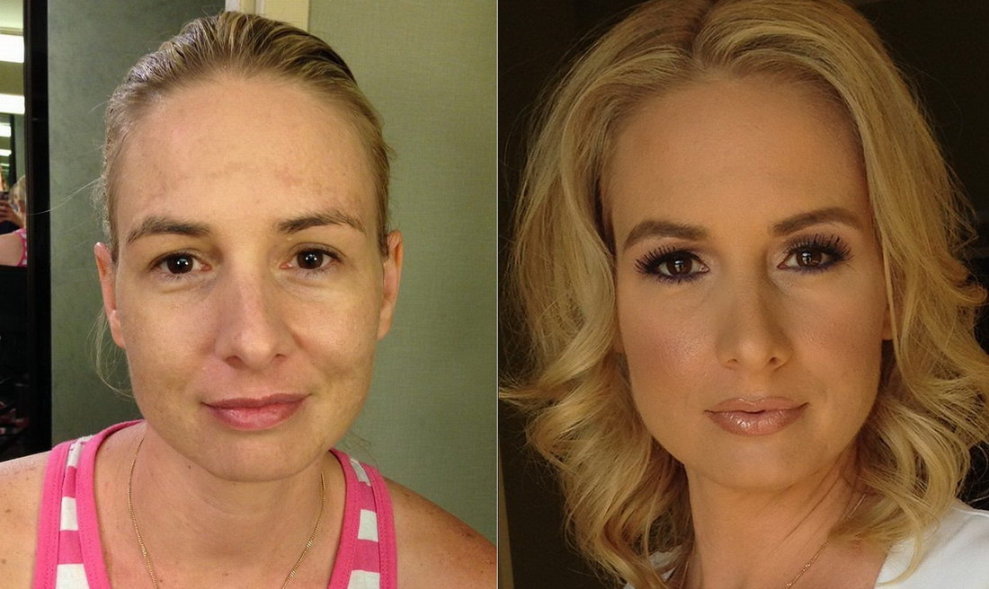 Девушки До и после макияжа