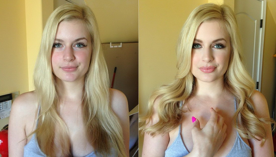 Девушки До и после макияжа